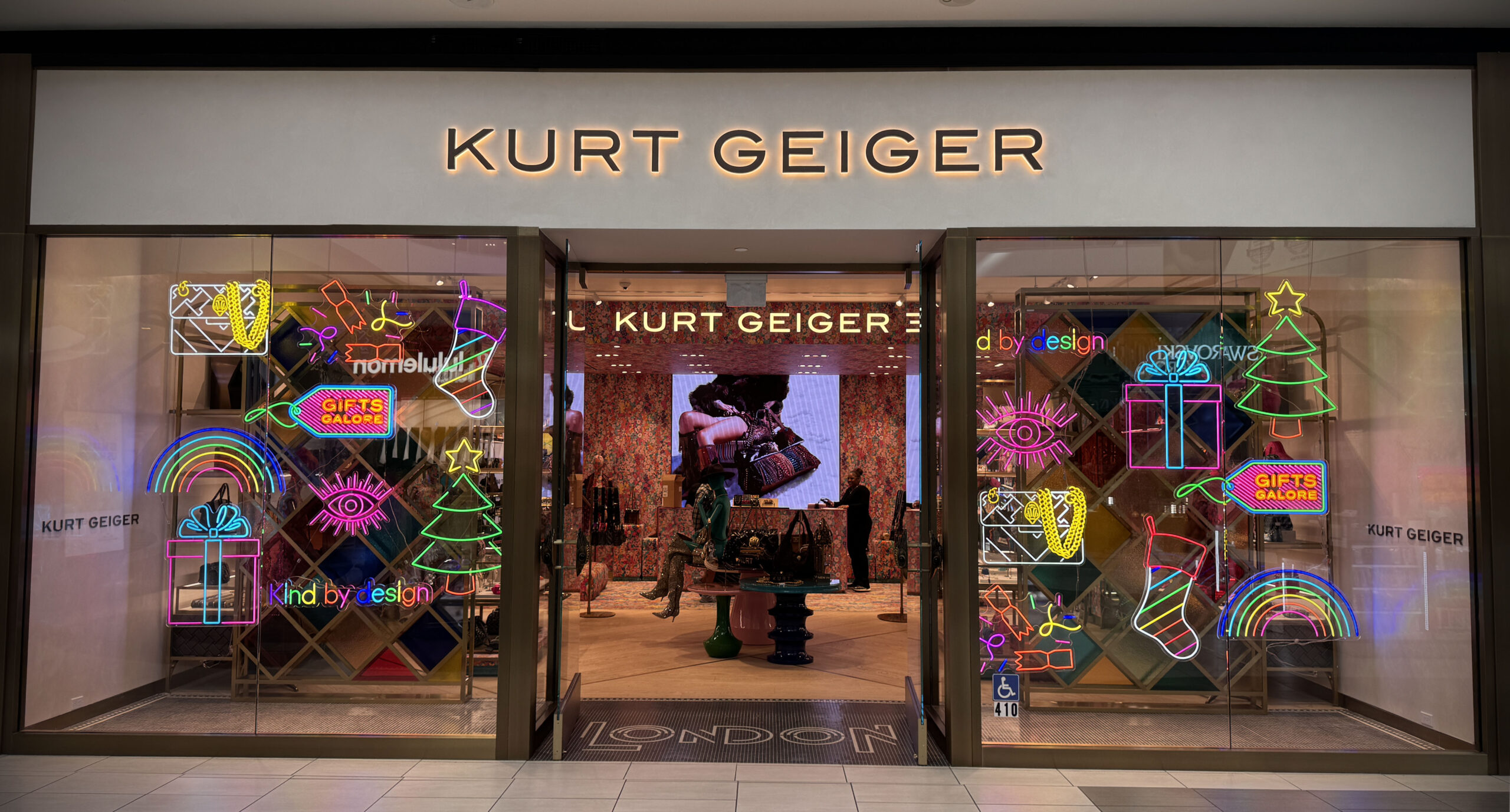 Custom Neon LED panels ceiling suspension.